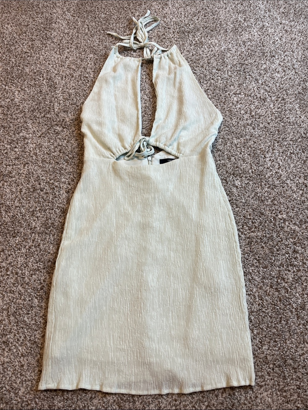 Forever 21 Light Sage Textured Halter Dress